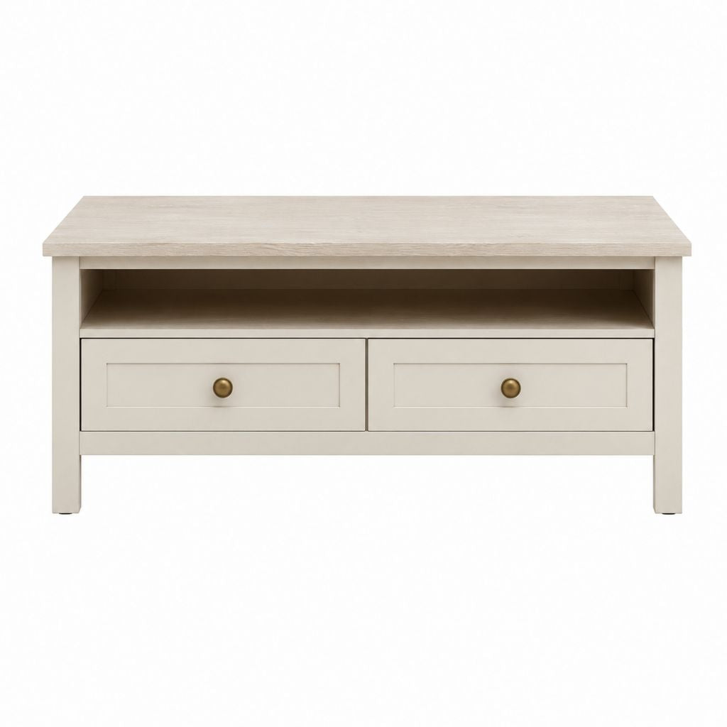 Couchtisch Beige aus Spanplatte rechteckig mit 2 Schubladen 100 x 60 x 45 cm
