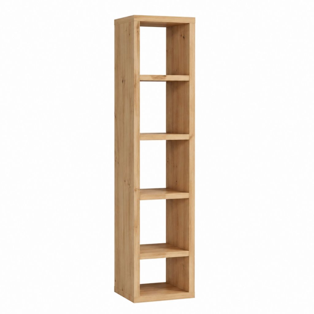 Standregal Eiche Massivholz natur rechteckig mit 5 offenen Fächern 40 x 30 x 180 cm