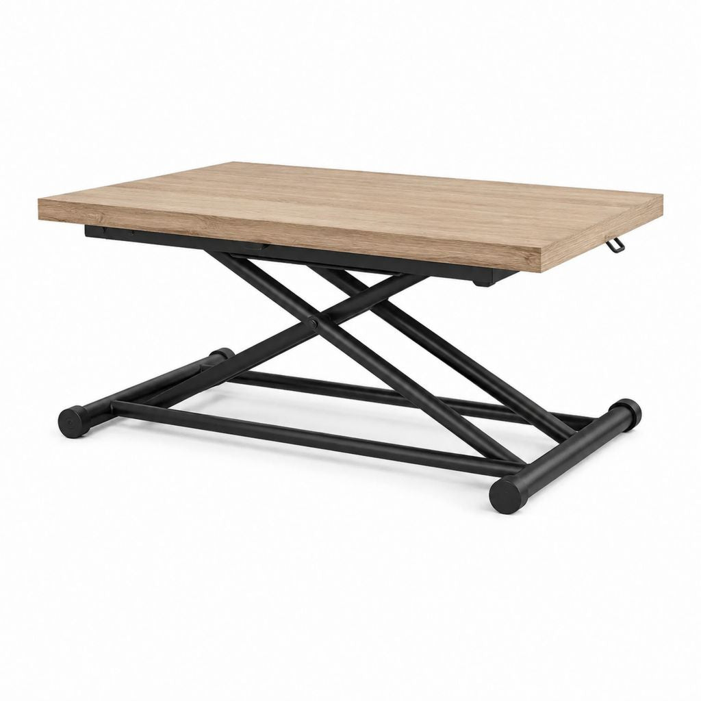 Höhenverstellbarer Couchtisch Eiche Natur MDF rechteckig 120 x 60 cm
