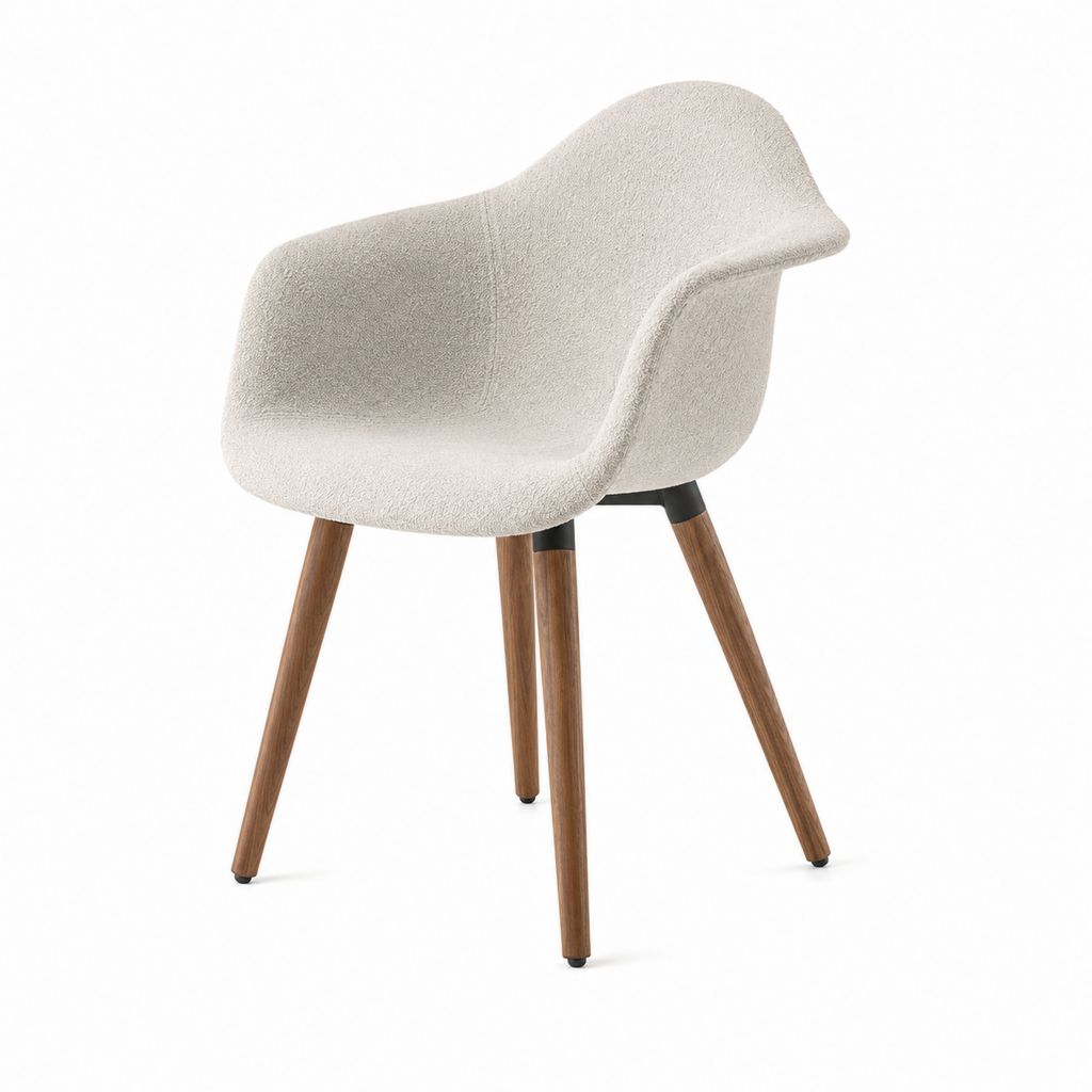 Polstersessel Creme mit Bouclé-Polyesterbezug und Massivholzbeinen 60 x 60 x 82 cm