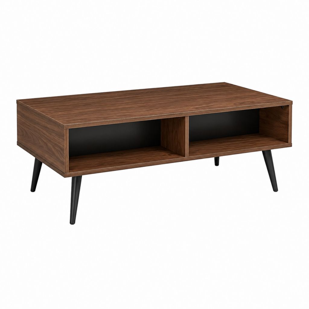 Couchtisch mit offenem Stauraum Nussbaumdekor Schwarz rechteckig 100 x 50 x 45 cm