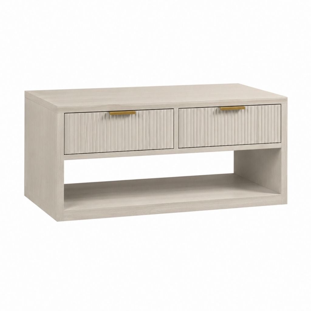 Couchtisch Eiche hell MDF rechteckig mit 2 Schubladen und offenem Fach 100 x 50 x 45 cm