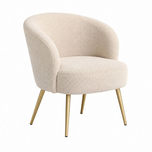 Cocktailsessel Beige Bouclé-Polyester Rund mit Stahlbeinen 70 x 74 x 78 cm