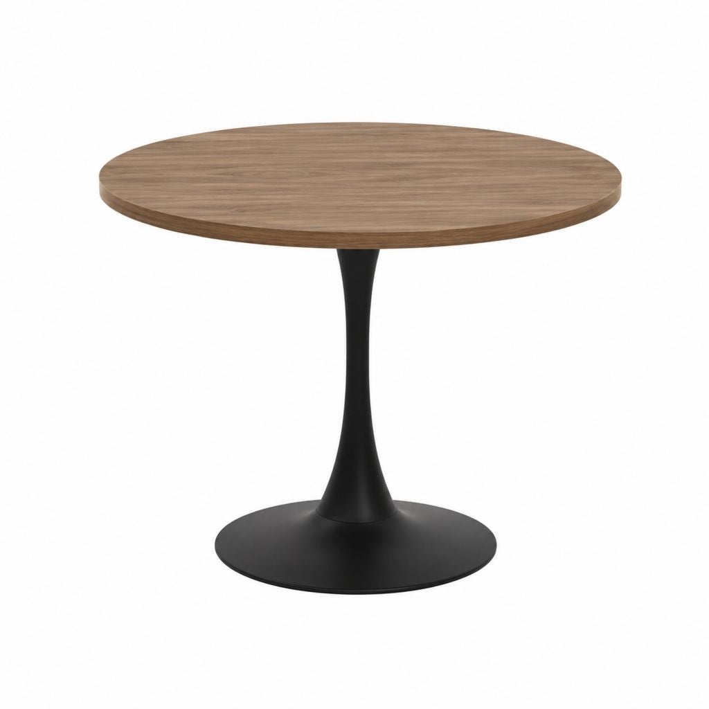 Couchtisch rund Nussbaumoptik MDF Stahl Schwarz Ø 80 cm Höhe 55 cm