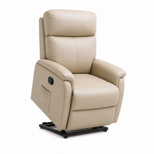 Relaxsessel mit manueller Liegefunktion Beige PU-Kunstleder 82 x 92 x 102 cm