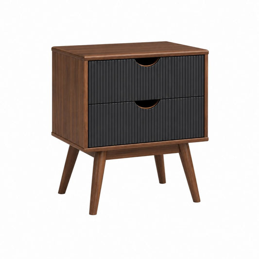 Nachttisch mit 2 Schubladen Nussbaumoptik Schwarz MDF 45 x 60 x 40 cm