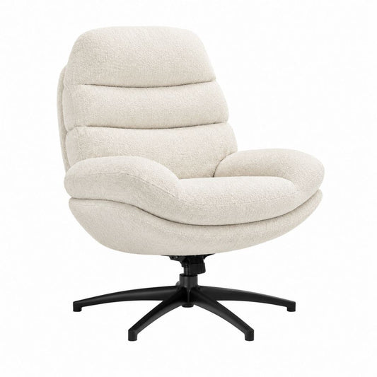 Drehbarer Relaxsessel Creme mit Polyester-Bouclé und 5-Stern-Fuß 82 x 78 x 86 cm