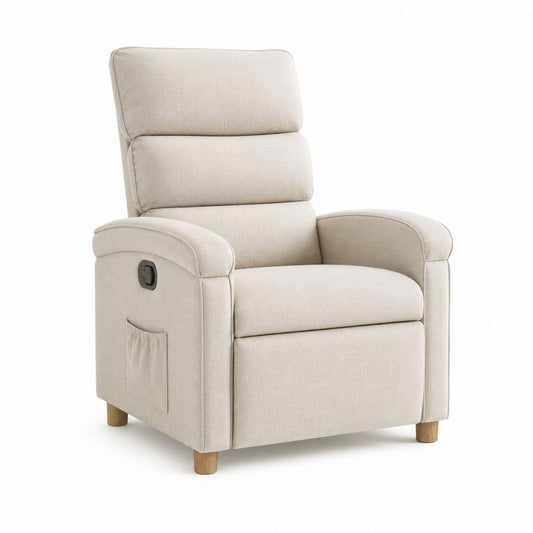 Relaxsessel Fernsehsessel Creme Polyester mit manueller Liegefunktion 82 x 90 x 104 cm