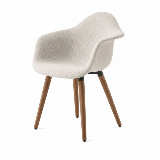 Polstersessel Creme mit Bouclé-Polyesterbezug und Massivholzbeinen 60 x 60 x 82 cm