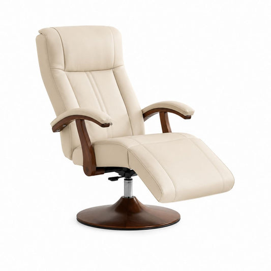 Relaxsessel mit Fußstütze Creme PU-Kunstleder Holzgestell 78 x 85 x 105 cm